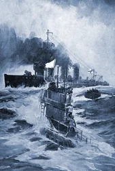 Il sottomarino tedesco U 18 si arrende dopo essere stato speronato, 1914